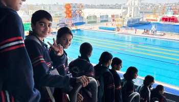 Students on 38th National Games at Indira Gandhi Stadium