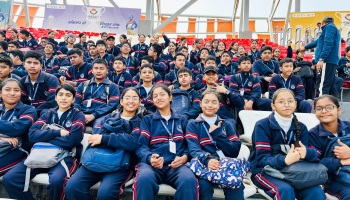 Students on 38th National Games at Indira Gandhi Stadium