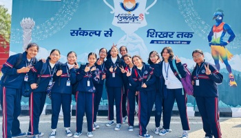 Students on 38th National Games at Indira Gandhi Stadium