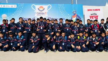 Students on 38th National Games at Indira Gandhi Stadium