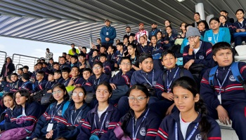 Students on 38th National Games at Indira Gandhi Stadium