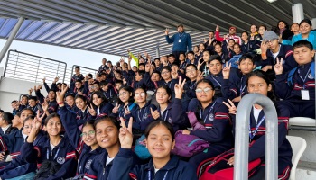 Students on 38th National Games at Indira Gandhi Stadium